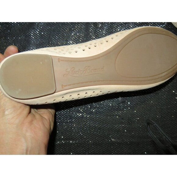 Lucky Brand 2 Pairs Enorahh Kid Suede Leather Laser Cut Ballet Flats in Tan size - Picture 6 of 13